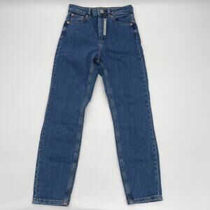 New ASOS Jeans Denim Blue Farleigh High Waist Tapered Mom Jean Womens Sz 25